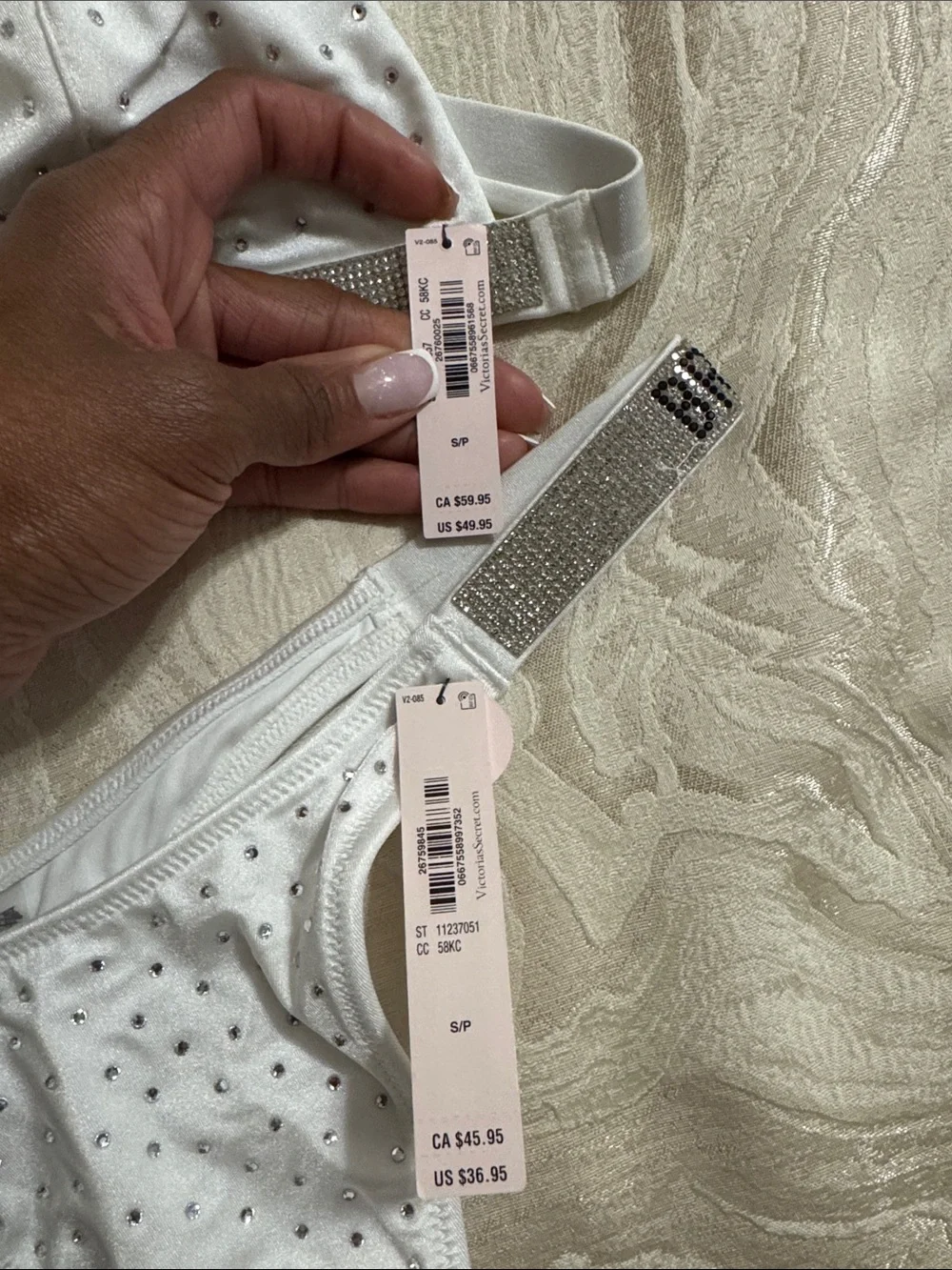 Victoria's Secret White 'Bride' Rhinestone Triangle Bikini Set - Picture 2 of 8